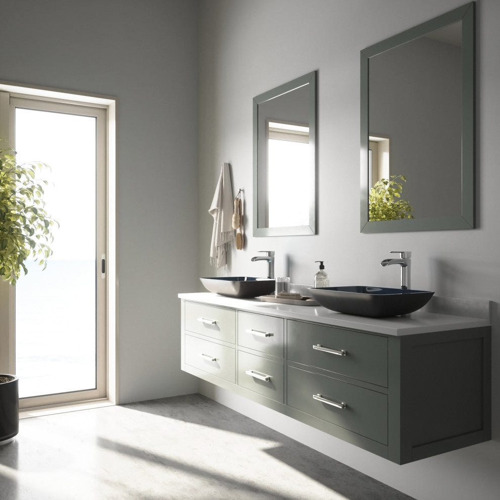 Donatello 18"L x 13"W Glass Vessel Sink and Niko 11"H Faucet Set