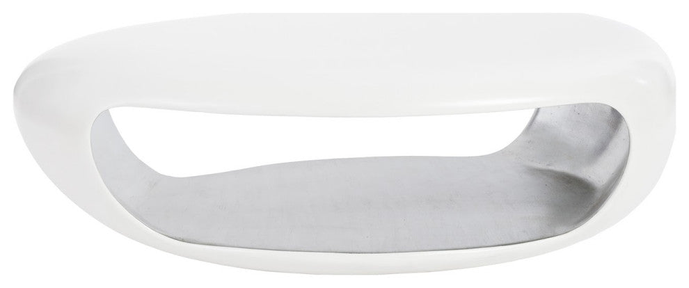 Grotto Cocktail Table Pearl White and Silver Leaf, Small