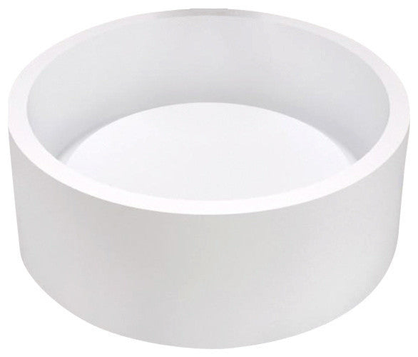 ADM Modern Circular Countertop Vessel, White, 16", Matte White