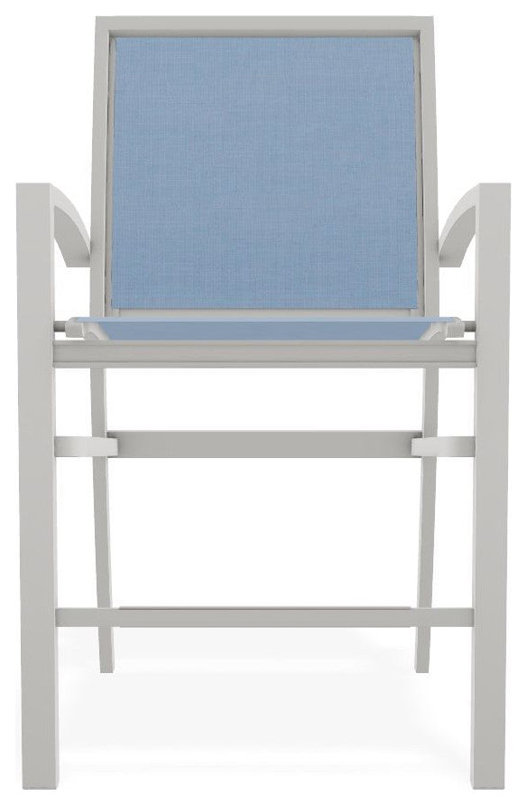 Kendall Sling Balcony Height Stackable Outdoor Stool, Sky/Snow