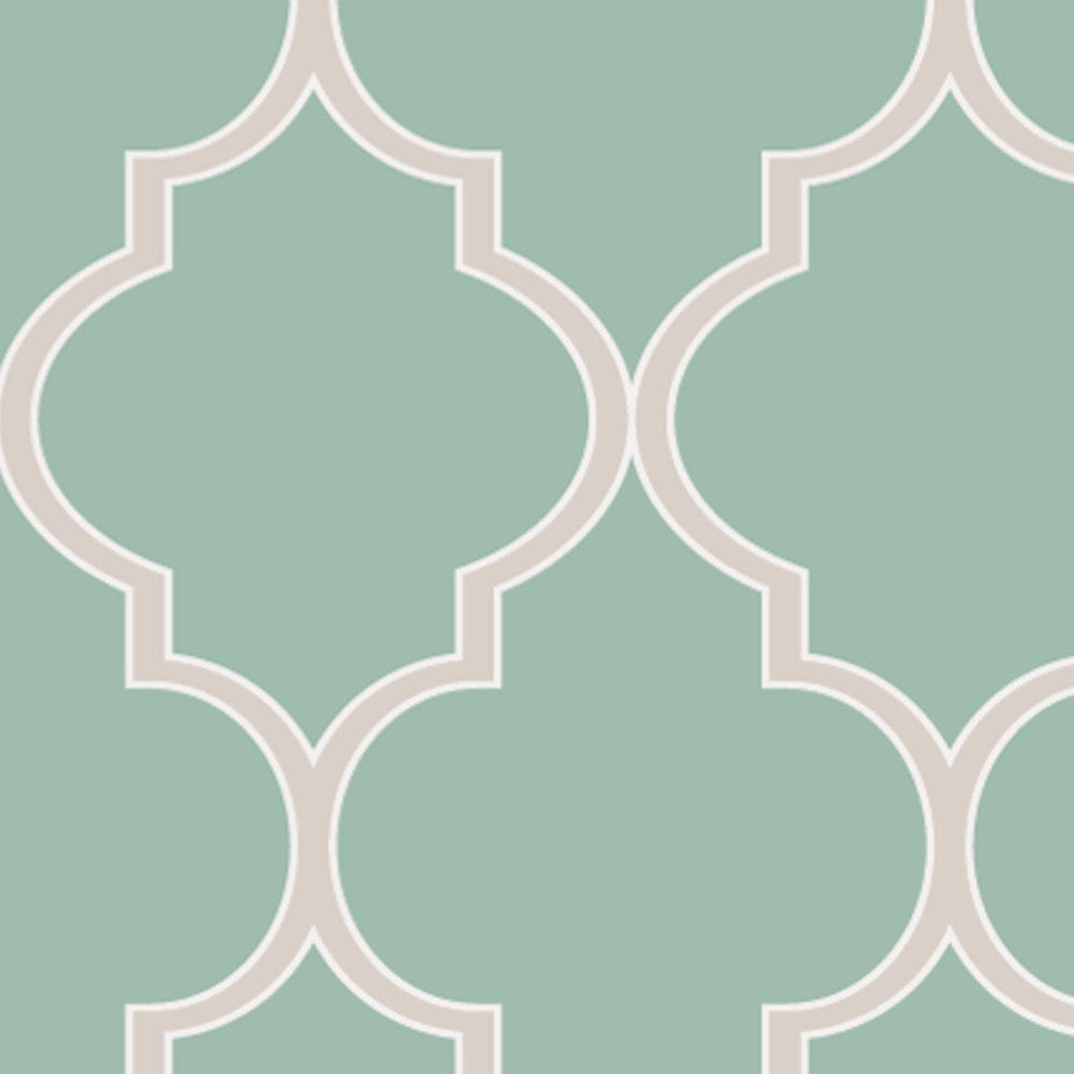 Moroccan Peel and Stick Vinyl Wallpaper, Mint, 24" X 60"