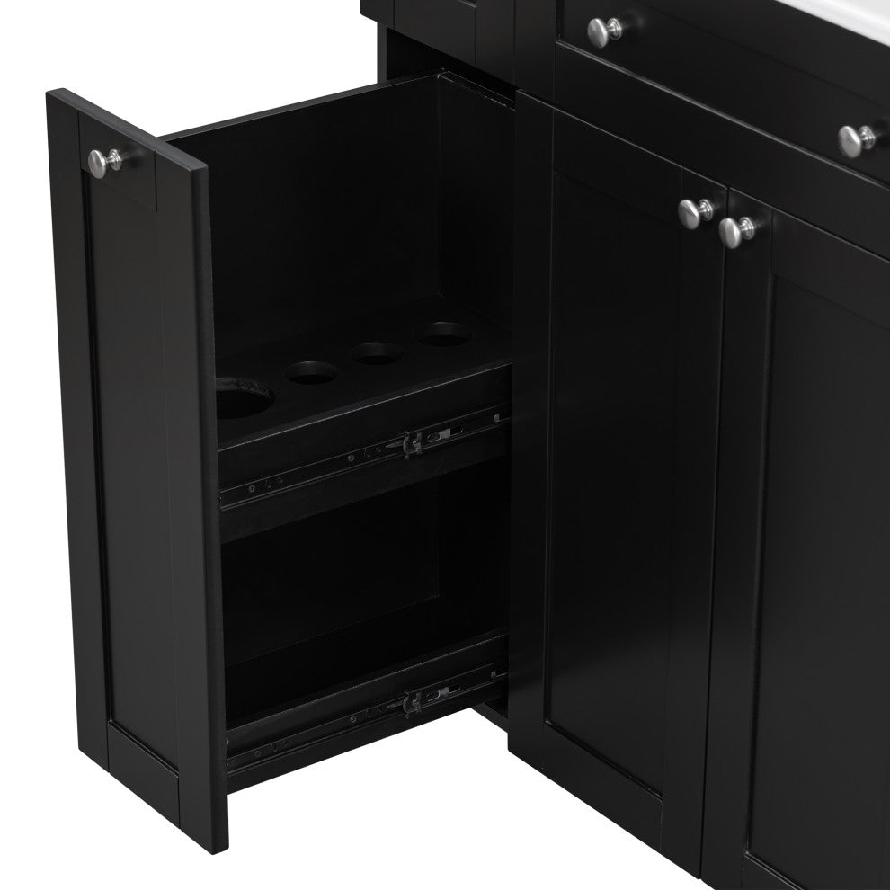 30 Inch MDF Freestanding Bathroom Vanity Set with Ceramic Sink, Black