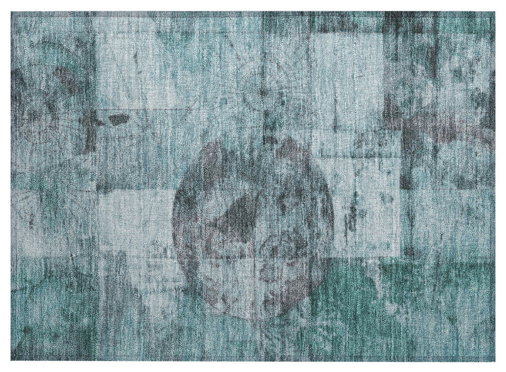 Machine Washable Indoor/Outdoor Chantille ACN1905 Teal 1'8" x 2'6" Rug