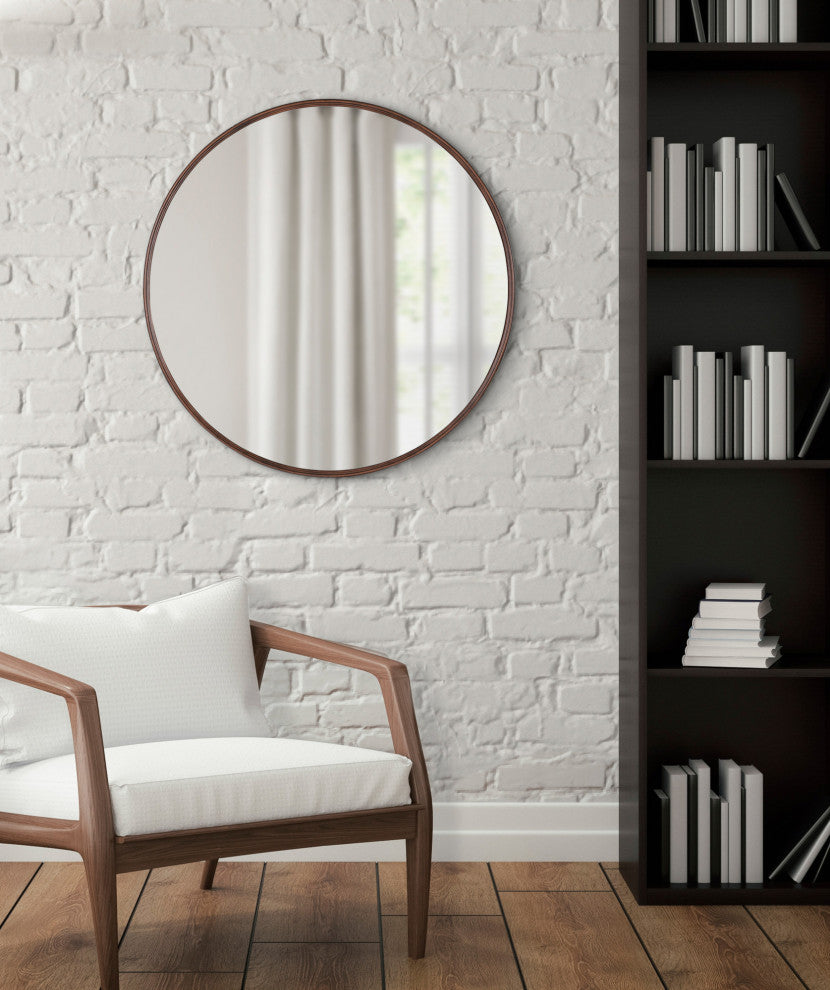 Caskill Round Framed Wall Mirror, Bronze 30 Diameter