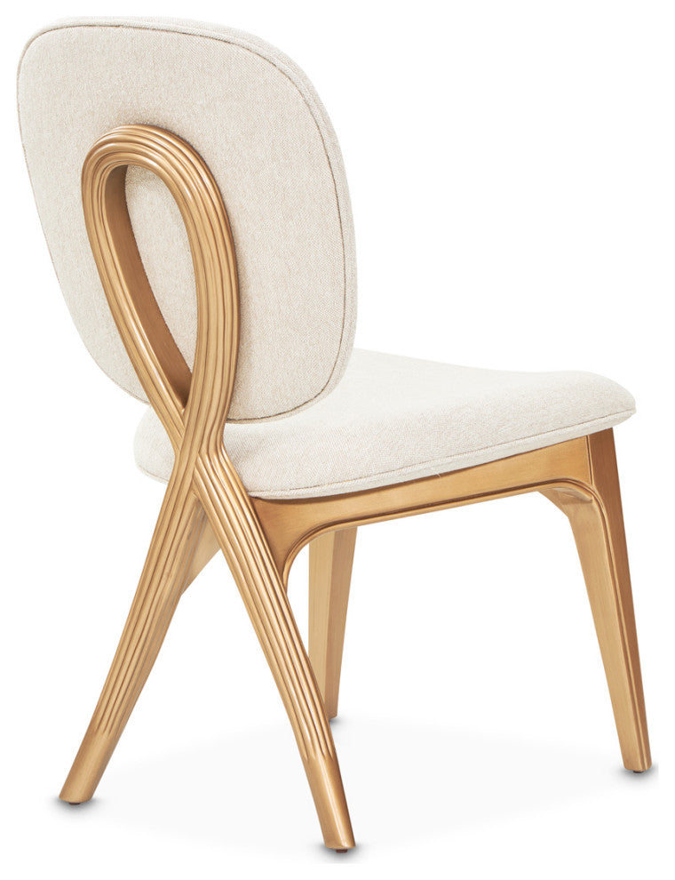 Camellia Field Vanity Chair, Linen/Antique Gold