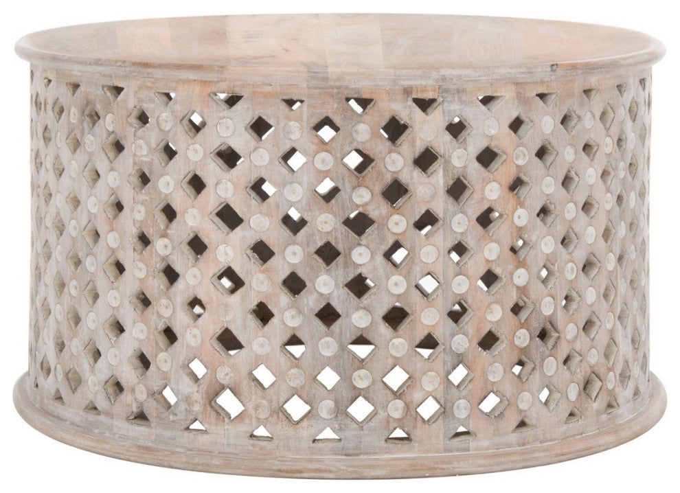 Safavieh Kyrith Round Coffee Table, Burnt White