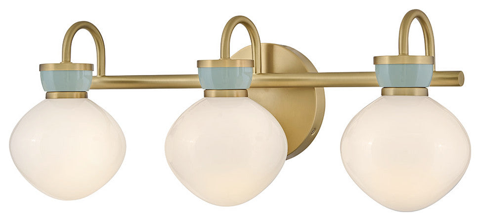 Lark Lucy Medium Three Light Vanity, Lacquered Brass