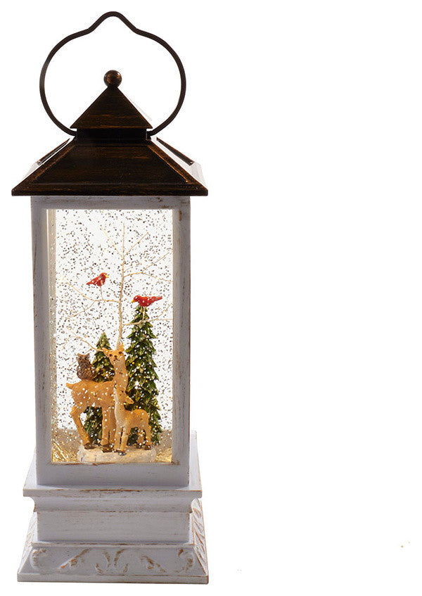 10"Battery-Op LED Deer and Tree Musical Table Piece With Motion