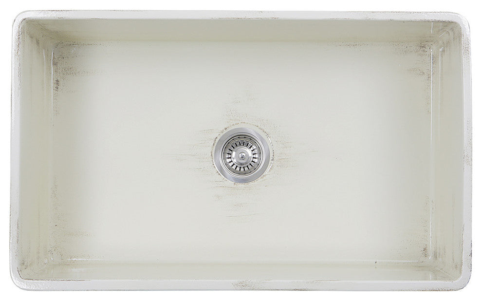 Nantucket Sinks Farmhouse Fireclay Sink, Shabby Straw Finish, 33"