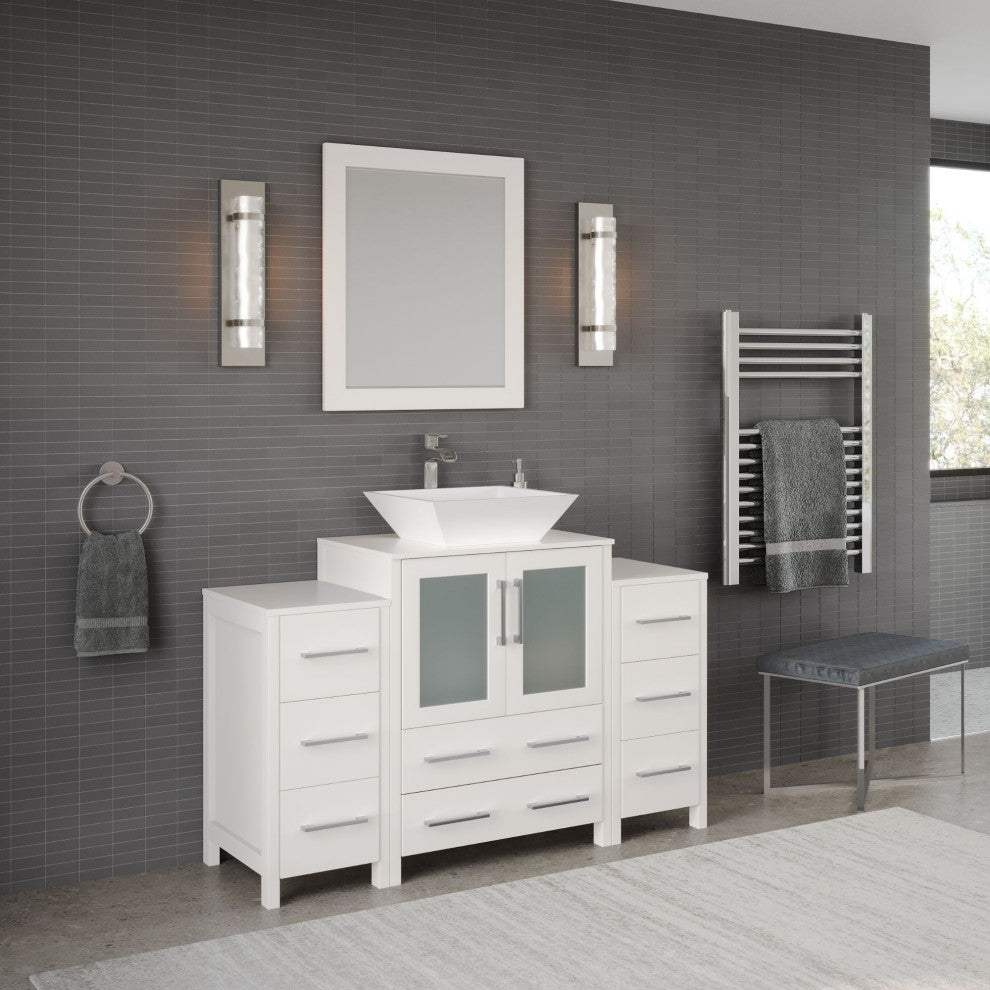Sinclair 48" Single Bathroom Vanity with Engineered Marble Top with Mirror