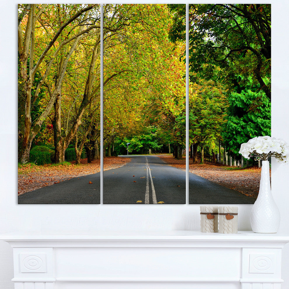 "Road Through Stunning Greenery" Metal Wall Art, 3 Panels, 36"x28"