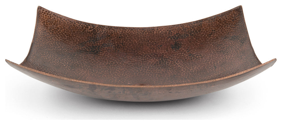 18" Rectangle Modern Slope Hammered Copper Bathroom Sink