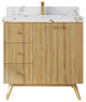 Pasadena 36 Center Sink Bath Vanity in Light Natural Teak 2" Viola Gold