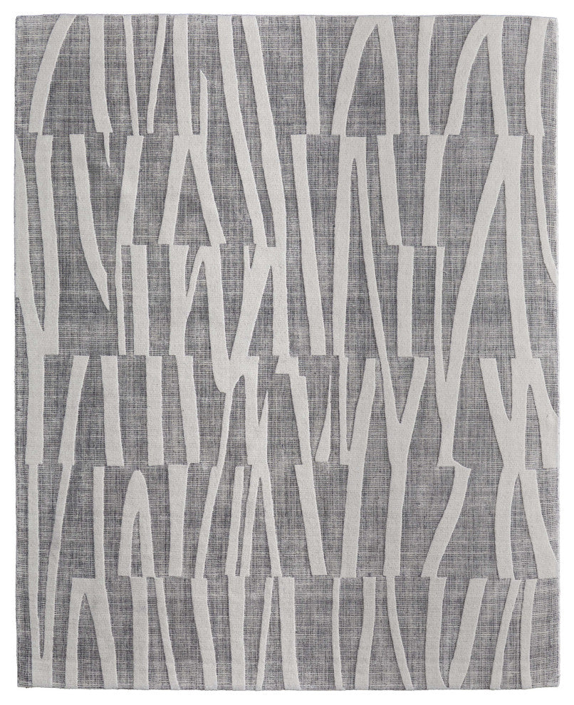 Peconic T8009 Modern/Industrial/Casual Area Rug, Gray/Ivory, 9'x12'