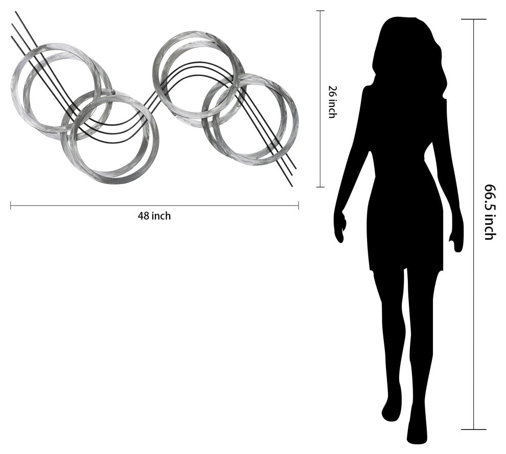 Hand Painted Etched Metal Wall Sculpture, Multi Color, Flowing