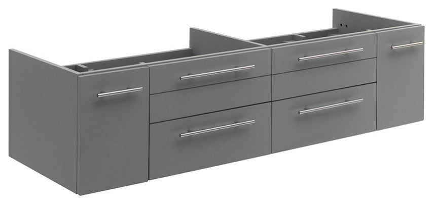 Lucera Wall Mount Double Undermount Sink Bathroom Cabinet, Gray, 60"