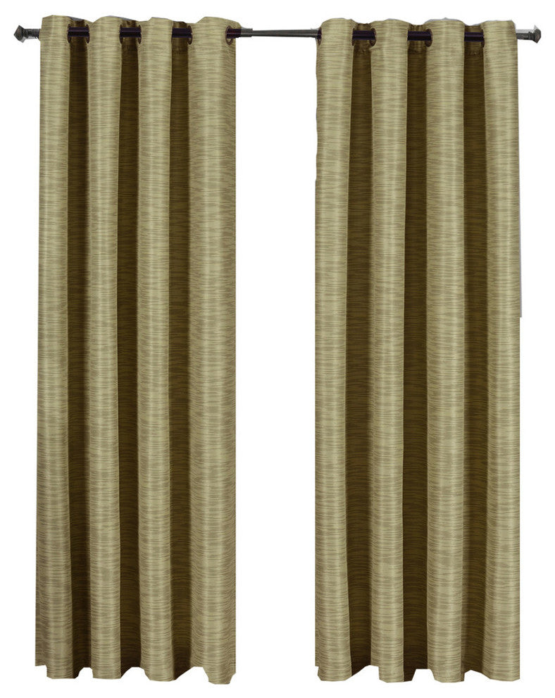 Galleria Blackout Thermal Insulated Stripe Curtain, Tan Beige, 108"x95", Set of