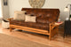 Mesa Frame Futon With Butternut Finish, Butternut, Oregon Trail Saddle