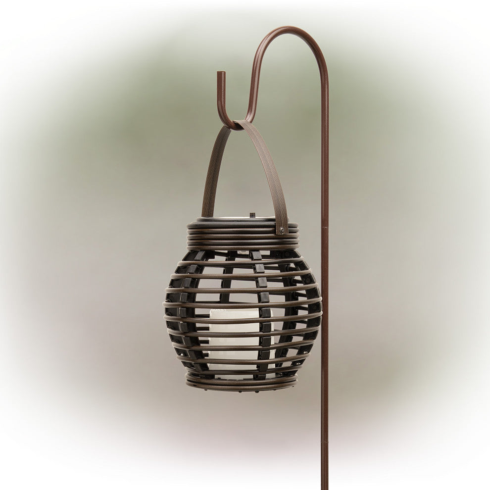 Solar LED Lantern With Shepherd's Hook Metal Stake