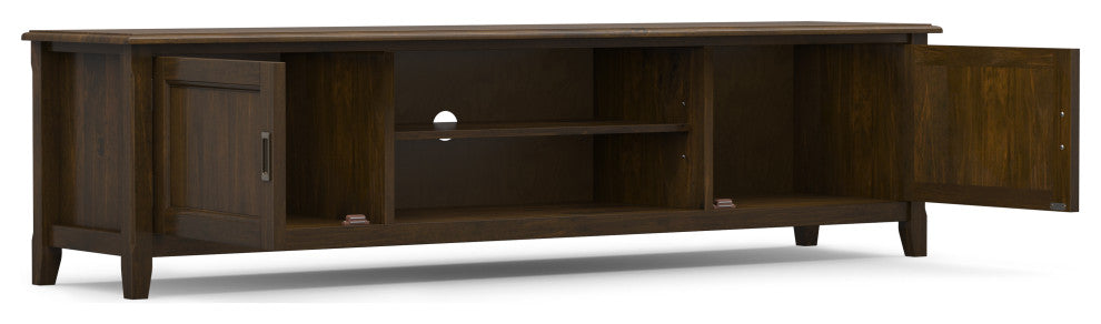 Burlington Solid Wood 72" Low TV Media Stand, Mahogany Brown