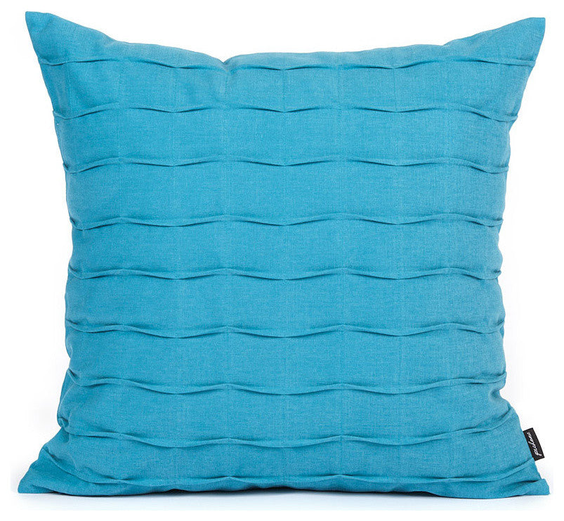 Aqua Blue Hand Crafted Pintuck Accent Throw Pillow Cover