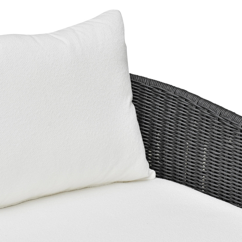 Alexa Rattan Performance Fabric Outdoor Sofa, Black