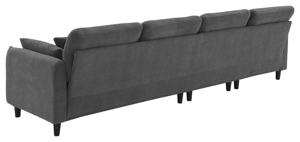 GDF Studio Modern Convertible L-Shaped Sectional Sofa With Ottoman, Gray