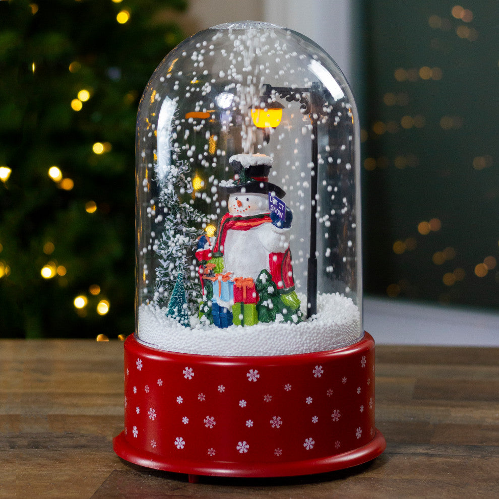 11.75" Lighted Snowman With Street Light Snowing Christmas Globe