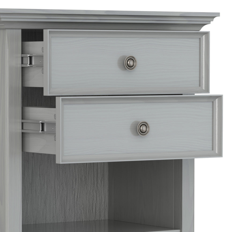Amherst Solid Wood Bedside Table, Fog Grey