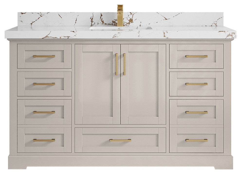 Boston 60" Single Bathroom Vanity in Fine Grain 2" Viola Brown