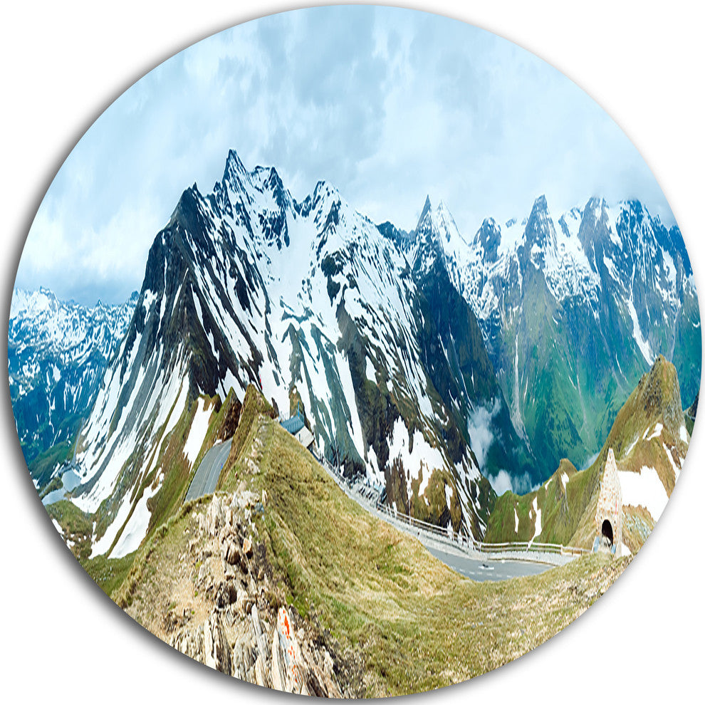 Alps Summer Panorama, Photography Round Wall Art, 11"