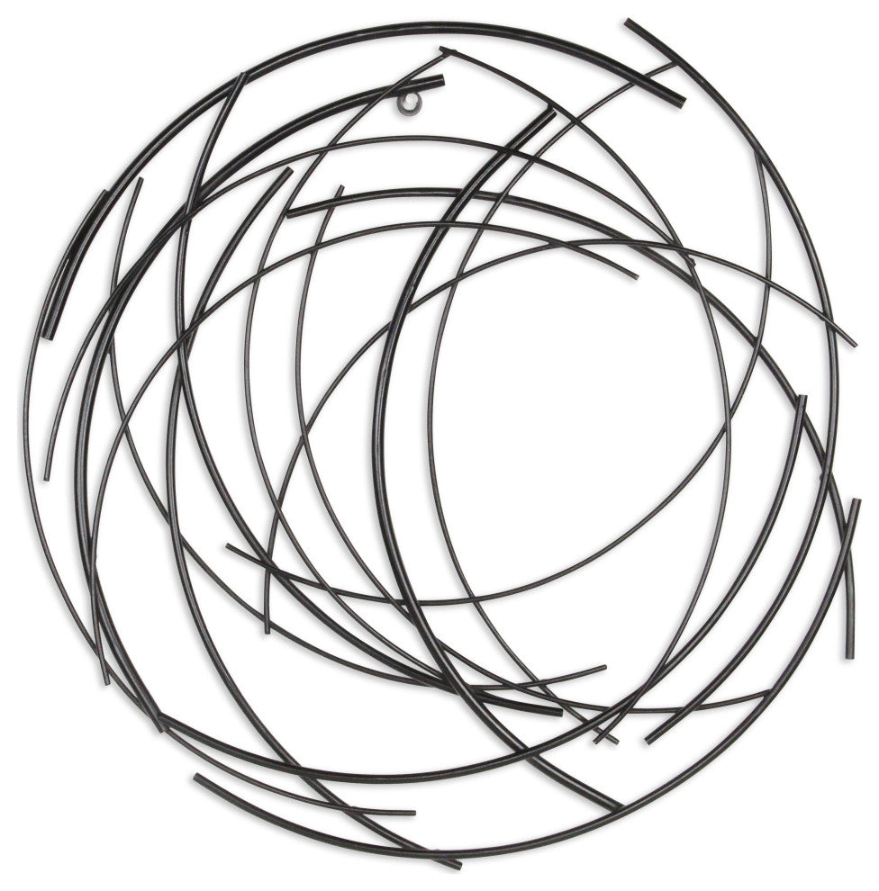 Denine Black Abstract Round Wall Art