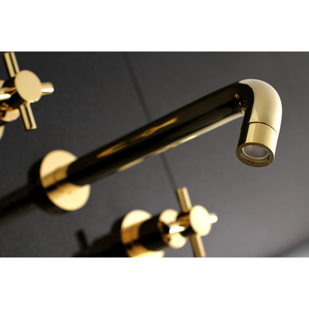 Kingston Brass Two-Handle Wall Mount Tub Faucet, Polished Brass