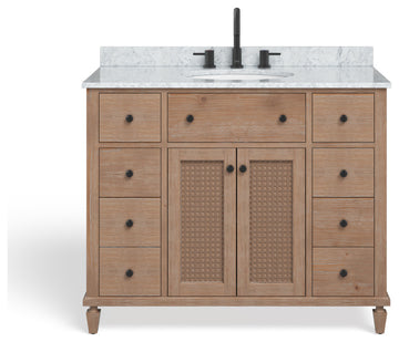 The Wailea Bathroom Vanity, Single Sink, 42", Weathered Fir, Freestanding