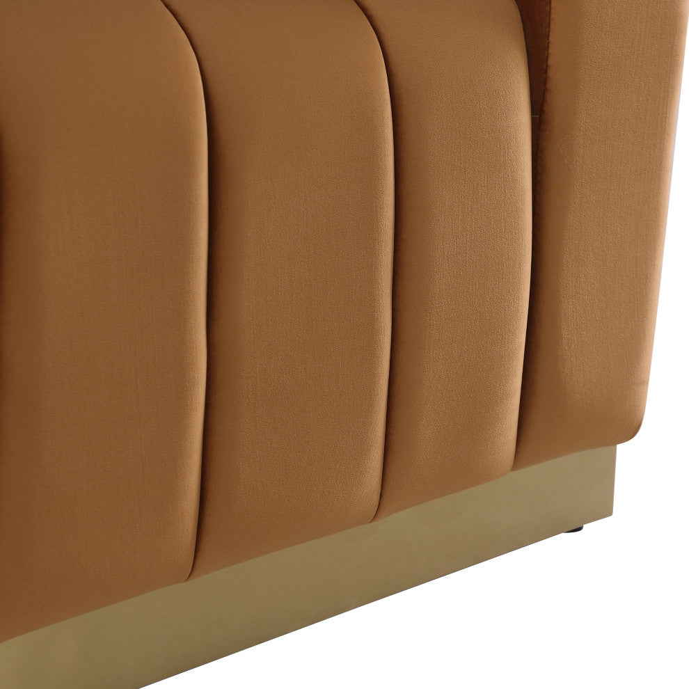 Marlon Velvet Upholstered Chair, Saddle