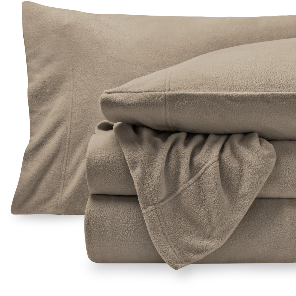 Bare Home Polar Fleece Sheet Set, Taupe, Twin Xl