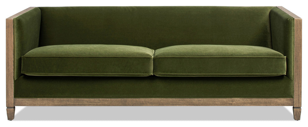 Georgia 81" Cane Rattan Tuxedo Sofa, Olive Green