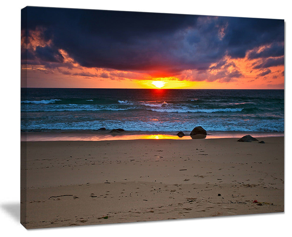 "Dramatic Colorful Sky Over Beach" Seashore Wall Art, 40"x30"