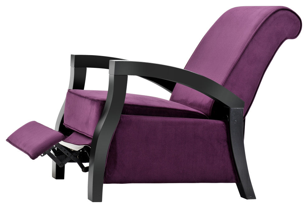 Artiva USA Wood Java Black Premium Microvelvet Recliner, Purple