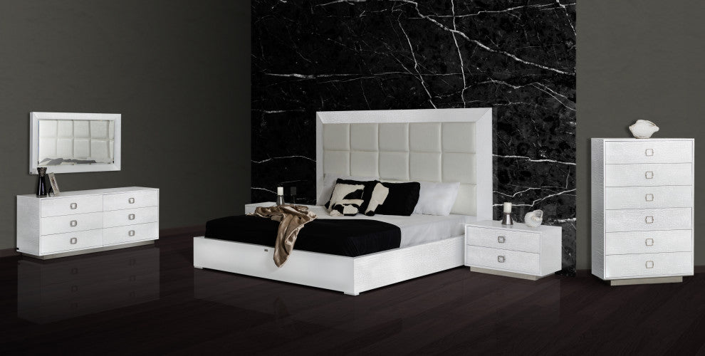 AandX Victoria White Crocodile Nightstand