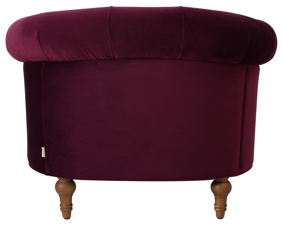 La Rosa 42" Chesterfield Tufted Accent Chair, Burgundy Velvet