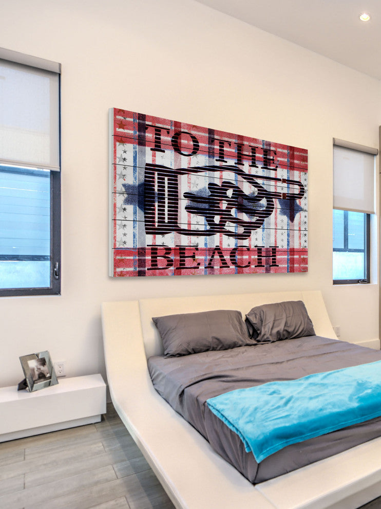 "Beach Pointer" Print on White Wood, 45"x30"