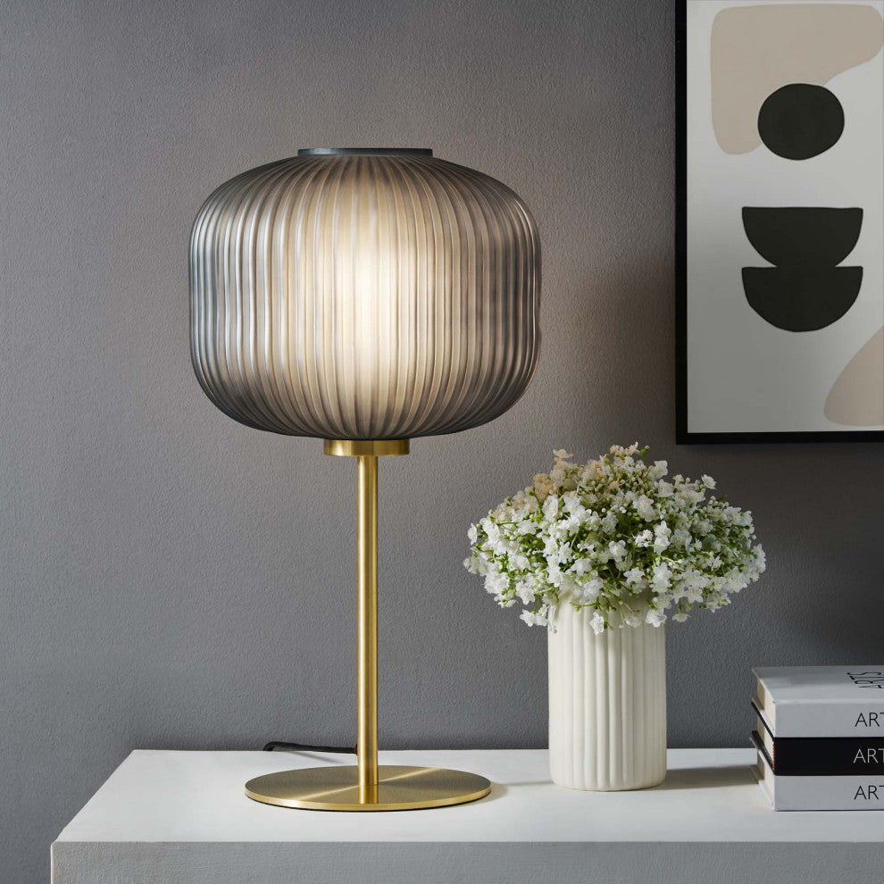 Reprise Glass Sphere Glass and Metal Table Lamp, Black Satin Brass
