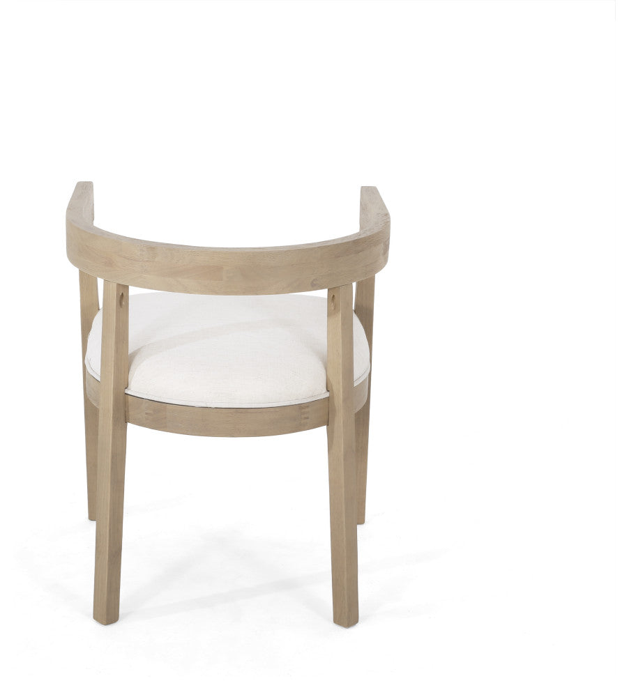 GDF Studio 47.25" Round Pedestal Dining Table With 4 Armchairs, Beige/Black