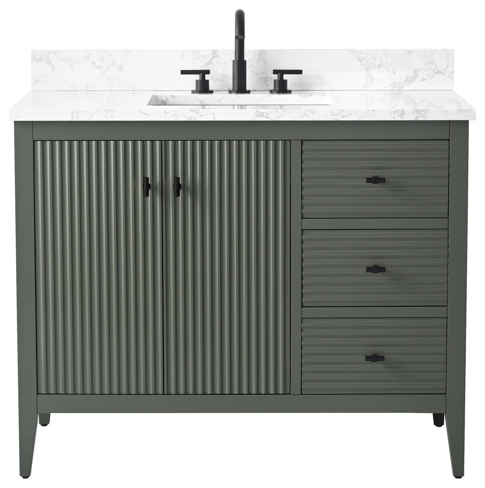 Vanity Art Freestanding Vanity, Vintage Green, 42", Single Sink, Matte Black