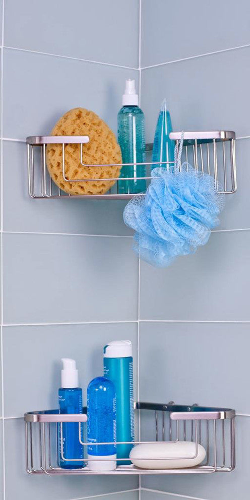 Promessa Corner Soap Basket, Polished Chrome, Extra Deep