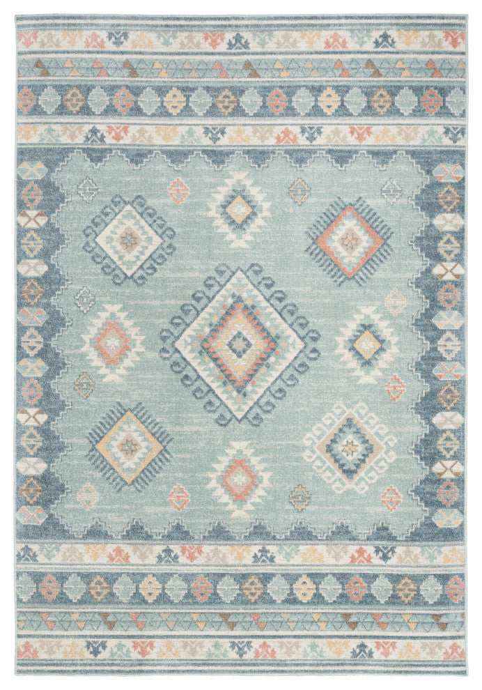 Nourison Washable Decor 5'3" x 7' Light Blue Bohemian Indoor Rug