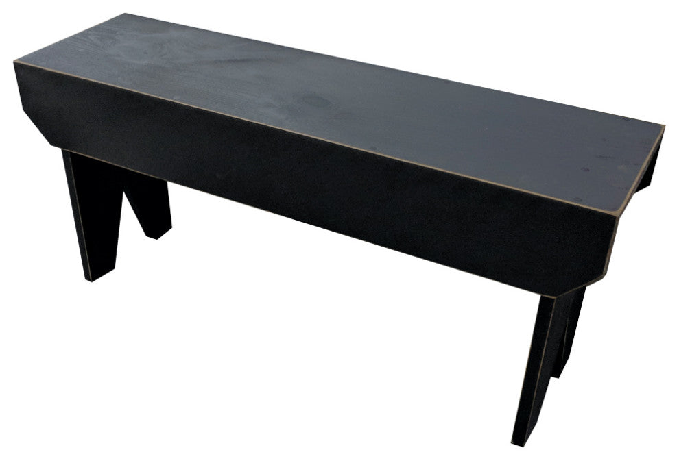 Simple Wood Bench, Old Black