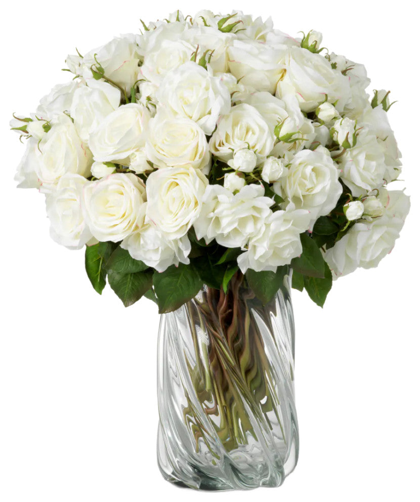 Artificial Garden Roses Bouquet, 72-Pieces, Eichholtz Roses, White