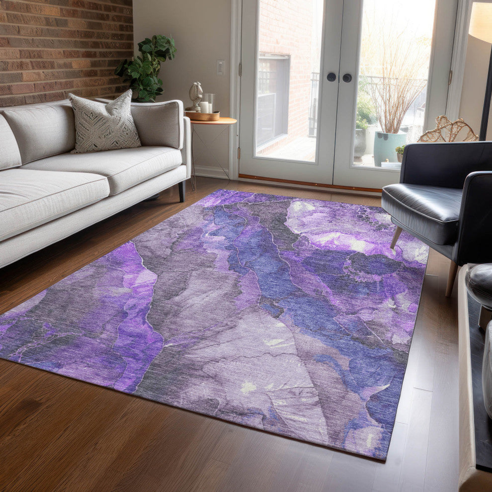 Machine Washable Indoor/Outdoor Chantille ACN1864 Violet 2'6" x 3'10" Rug